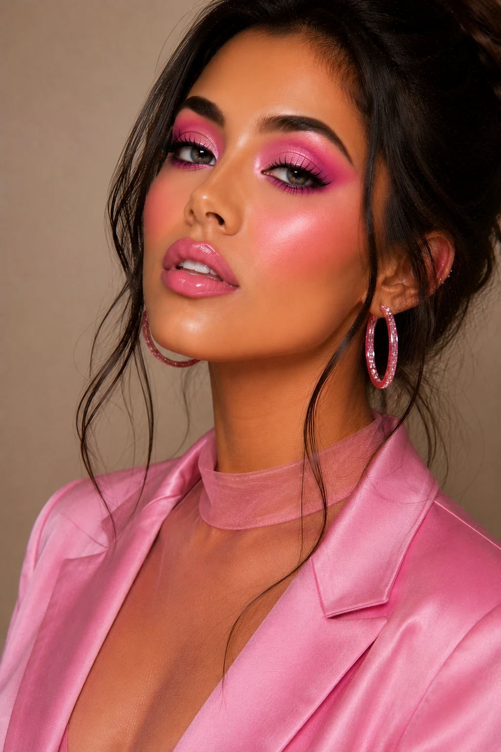 Monochromatic Pink Fantasy — creative makeup looks colorful style outfit