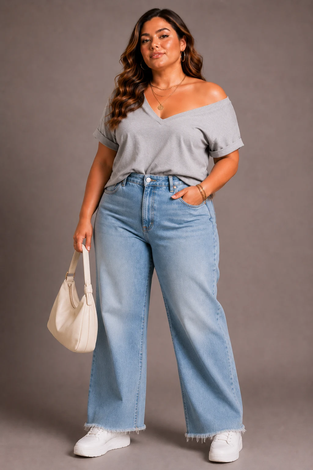 The Off-Shoulder V-Neck Remix — cute ways to cut a shirt v neck style outfit