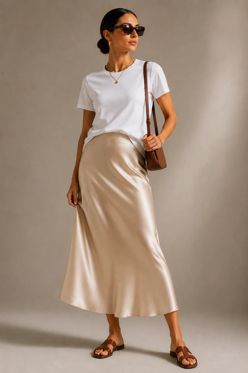 The Satin Skirt and Tee Combination — euro summer outfits style outfit