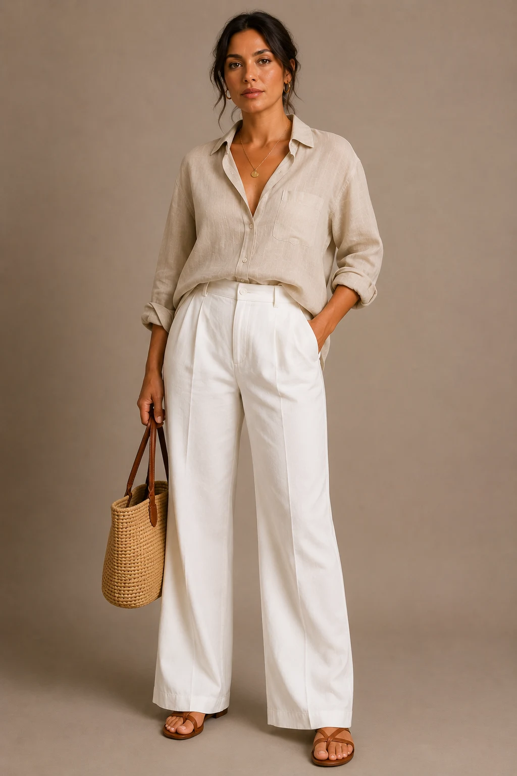 The Linen Button-Up and White Trousers Combo — european summer outfits style outfit
