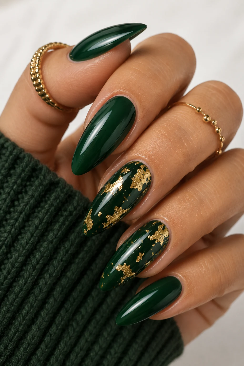 Classic Forest Green Elegance — forest green nail ideas style outfit, worn by a stylish woman
