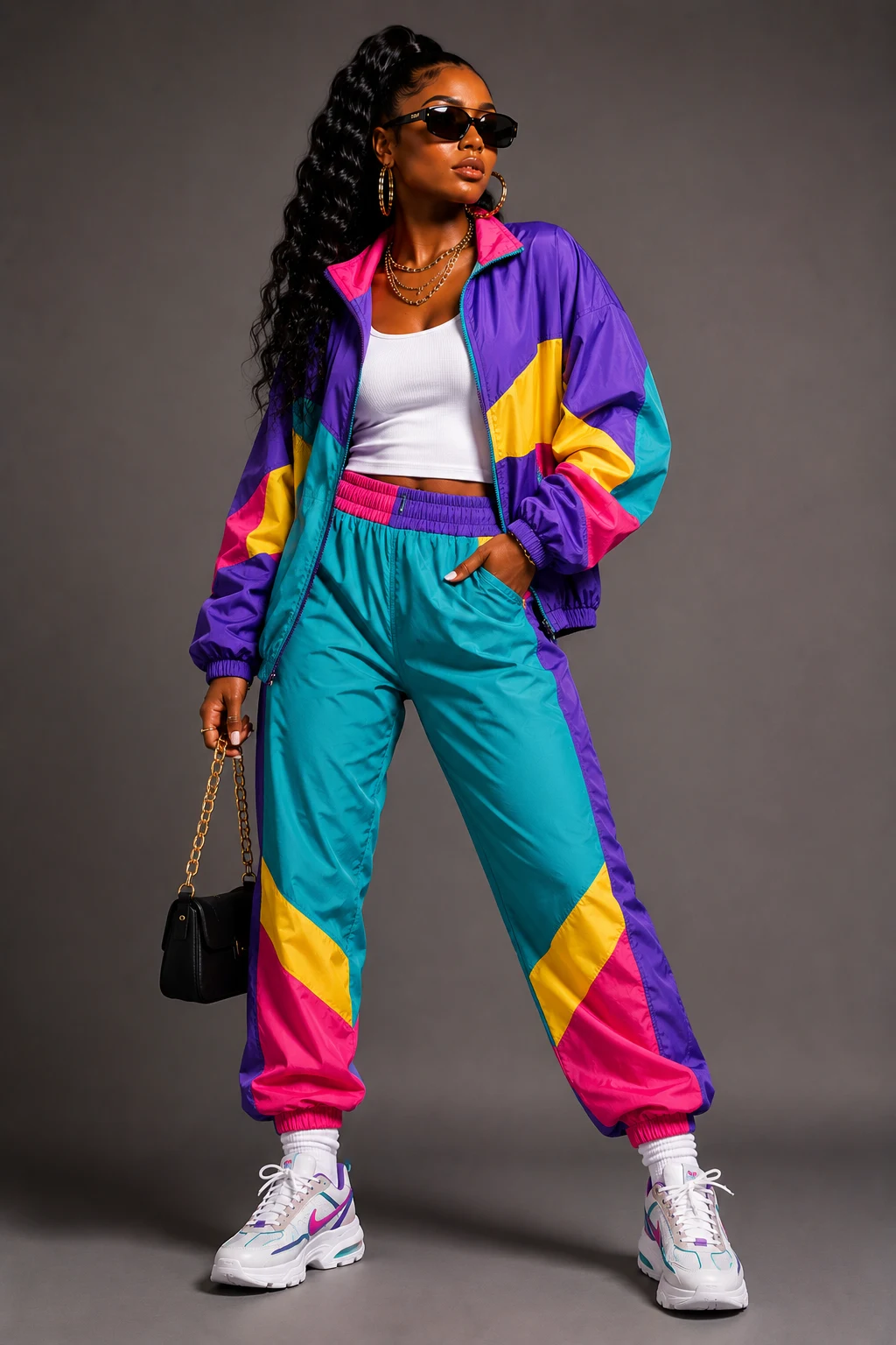 The Color-Blocked Windbreaker Set — freaknik outfits 90s style outfit