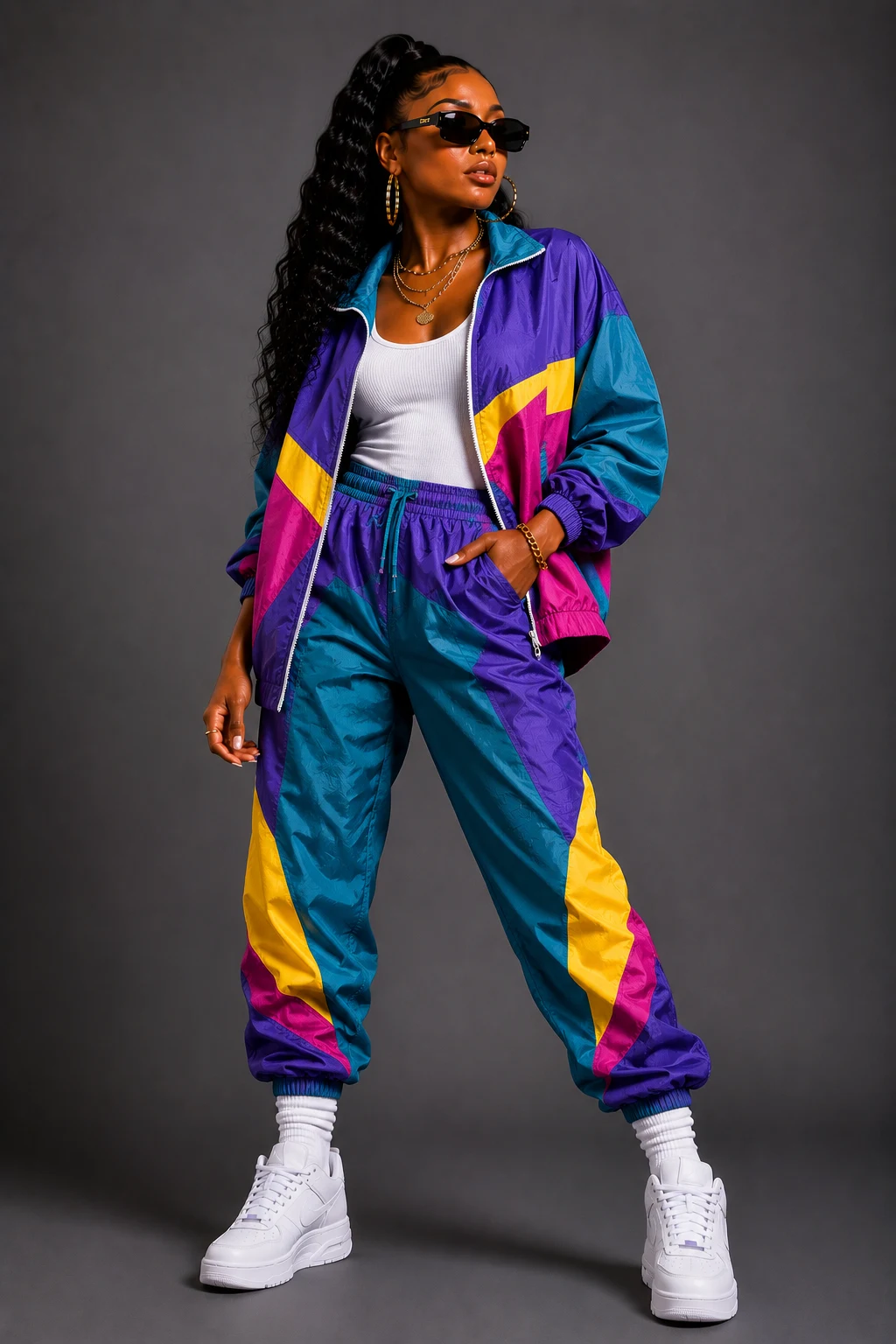 The Color-Blocked Windbreaker Set — freaknik outfits black women ideas style outfit