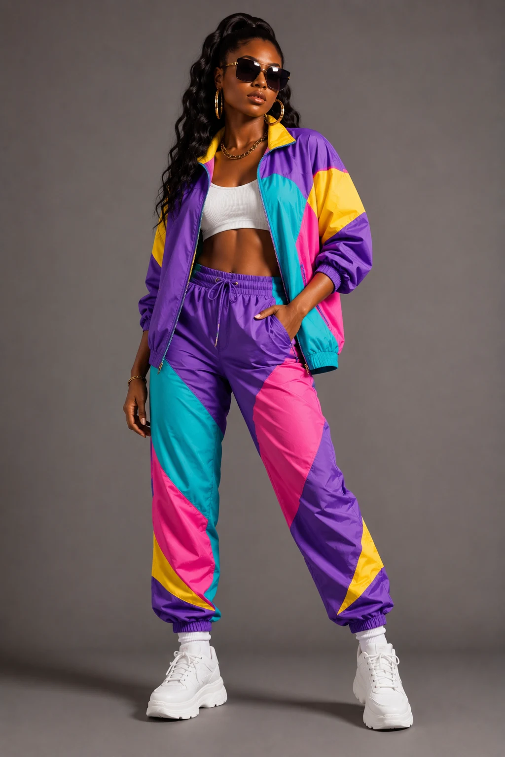 The Color-Blocked Windbreaker Set — freaknik outfits style outfit