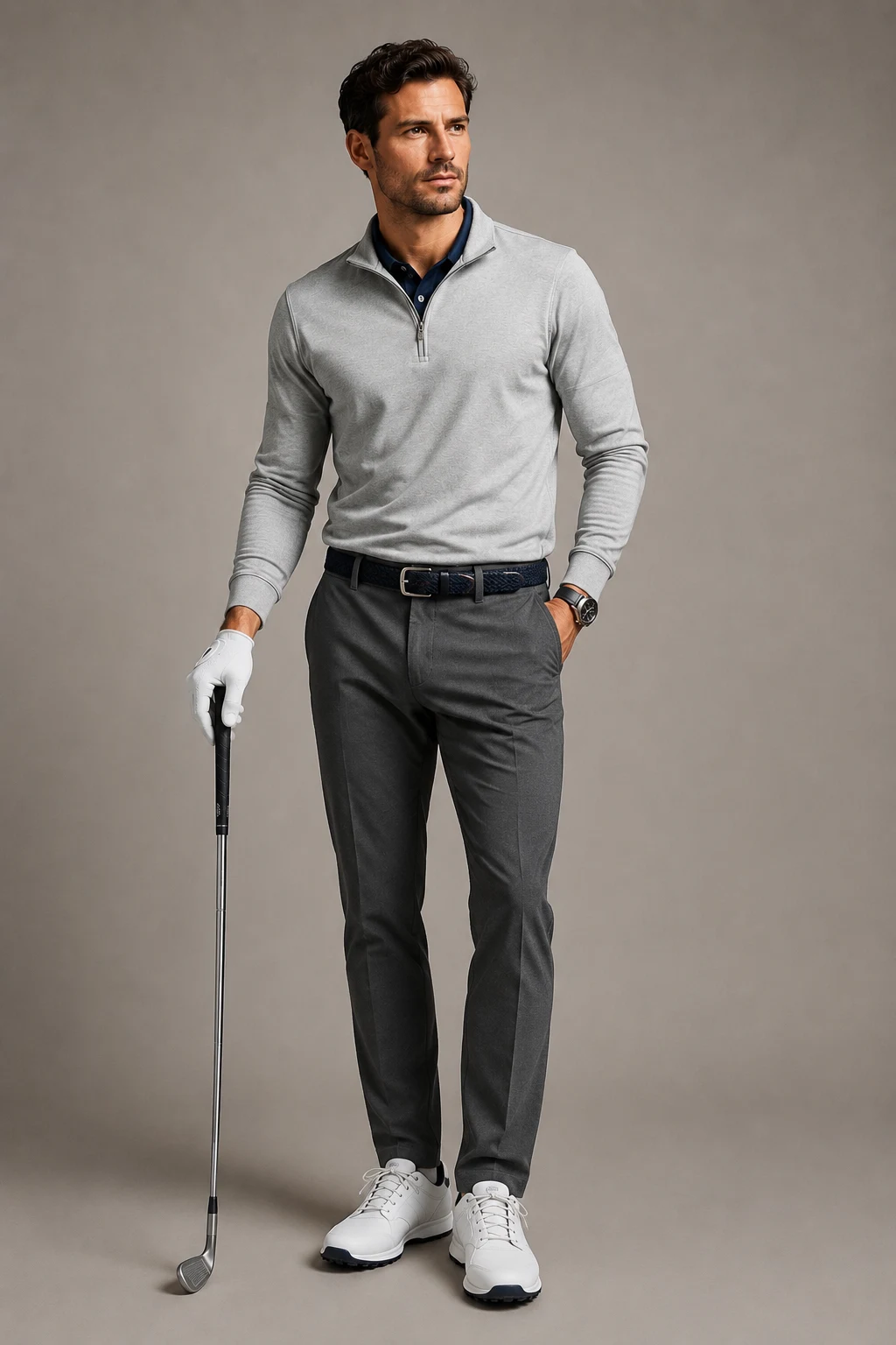 The Quarter-Zip Layer That Saves Every Morning Tee Time — golf outfit men style outfit, worn by a stylish man