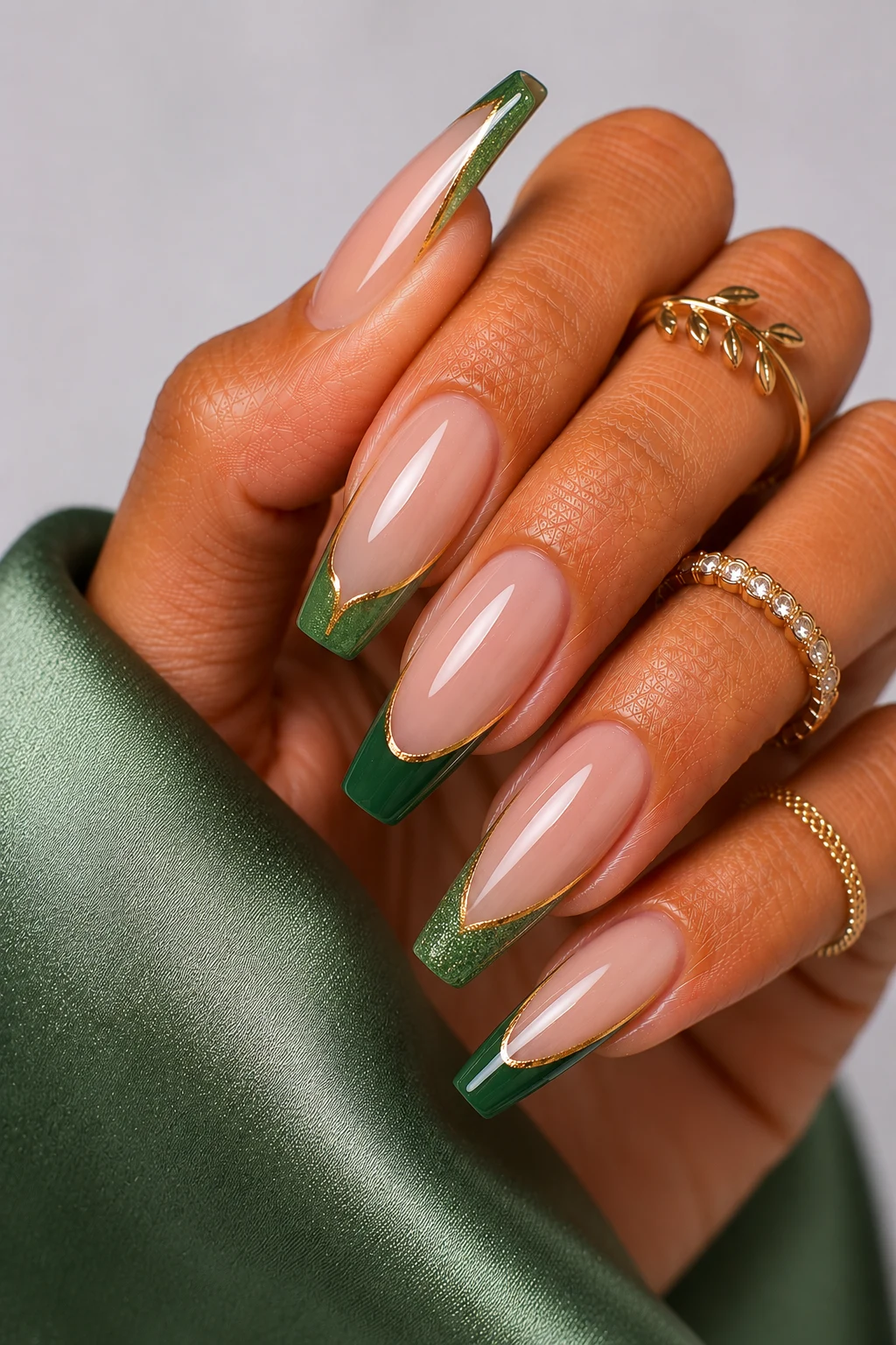 Green Nail Ideas Acrylic French Tip Reinvention — green nail ideas acrylic style outfit, worn by a stylish woman
