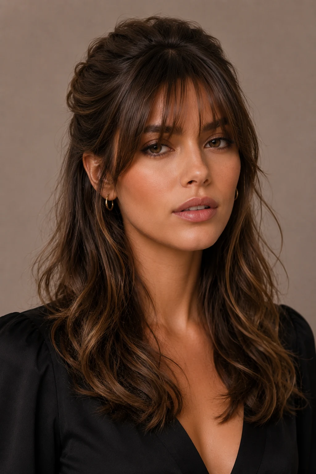 Half-Up Hairstyles for Bangs — hairstyles for bangs style outfit