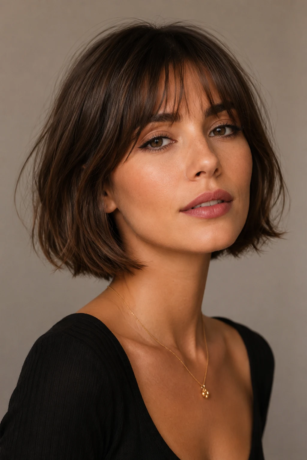 French-Girl Bob With Wispy Bangs — hairstyles with bangs style outfit