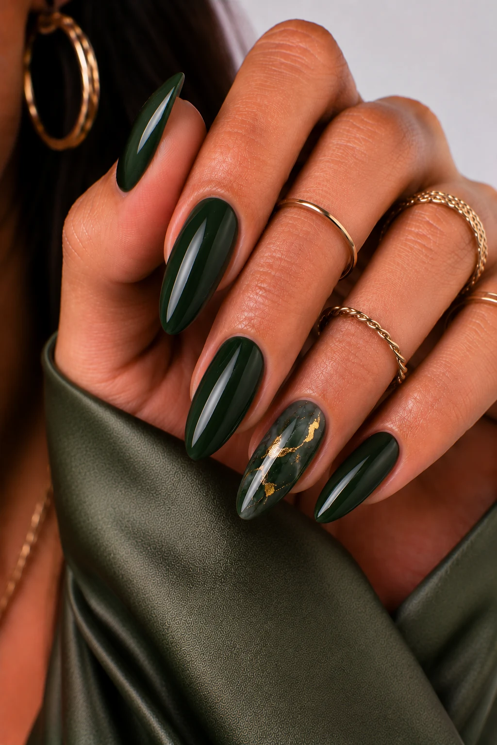 Introduction — hunter green nail ideas style outfit, worn by a stylish woman