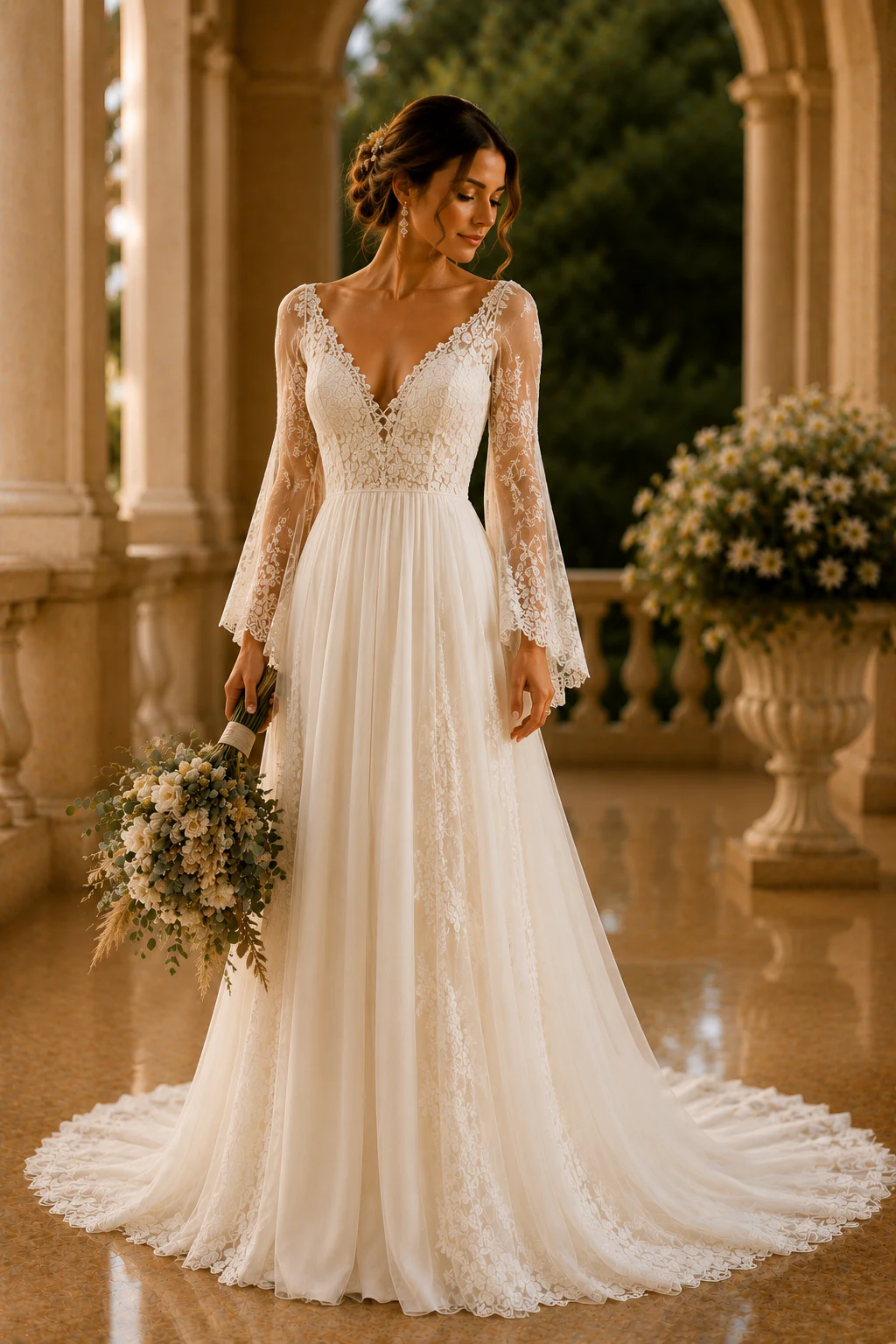The Effortless Boho Dream — ivory bride dress style outfit, worn by a stylish woman