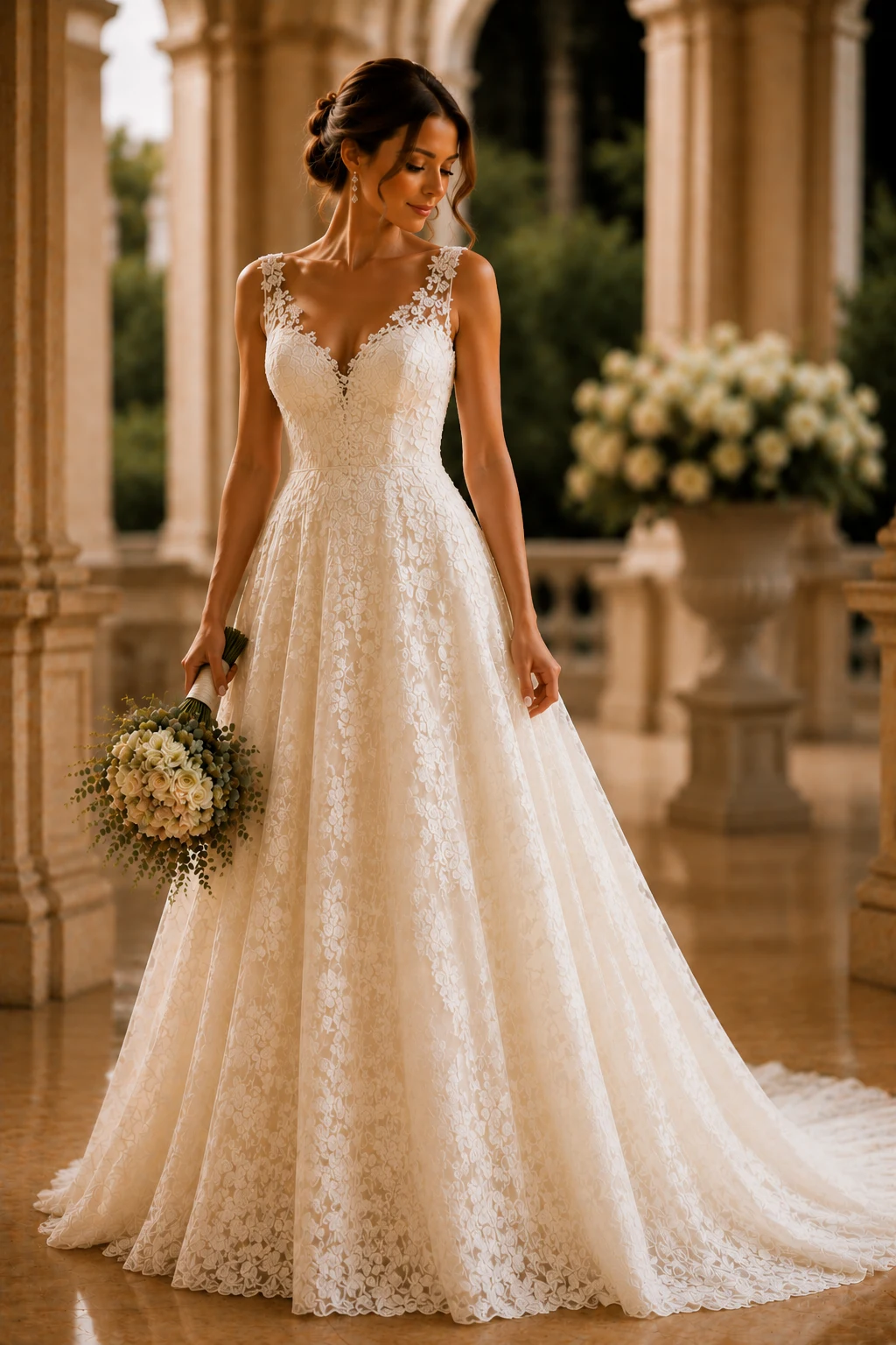 INTRO — ivory lace wedding dress style outfit, worn by a stylish woman