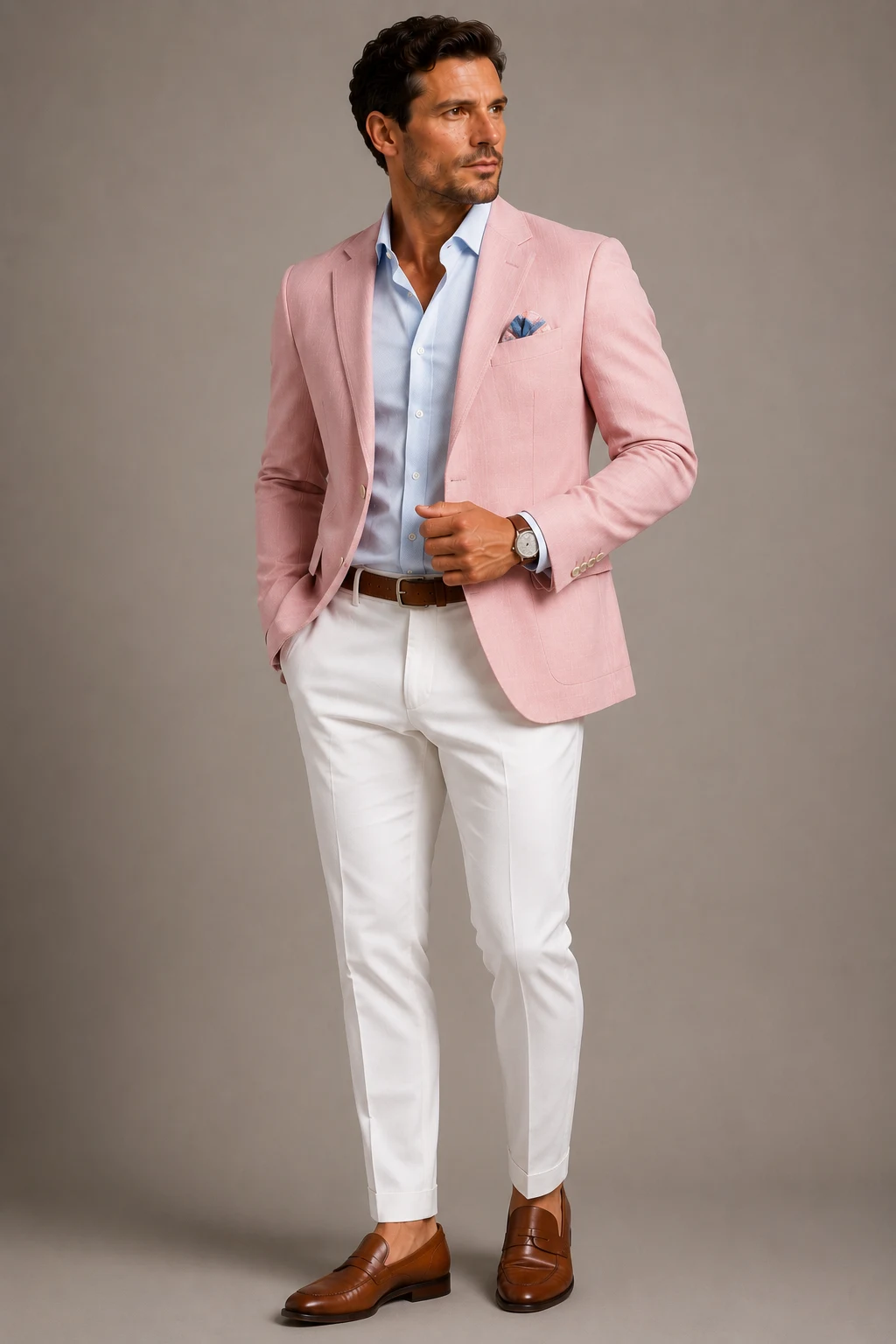 The Pink Jacket Power Move — kentucky derby outfits for men style outfit, worn by a stylish man