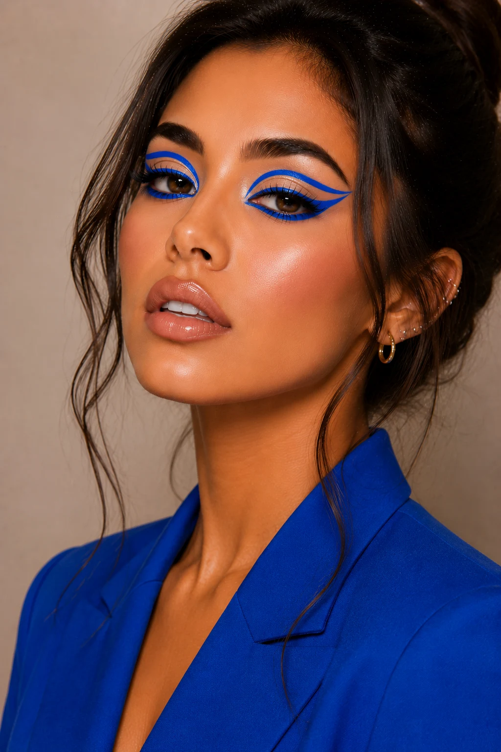 Electric Blue Graphic Liner Statement — makeup looks colorful style outfit