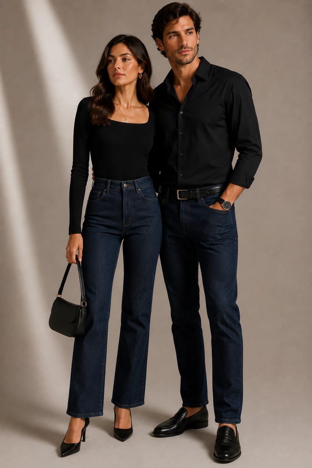 The Black-and-Denim Date Night Combo — matching relationship outfits style outfit