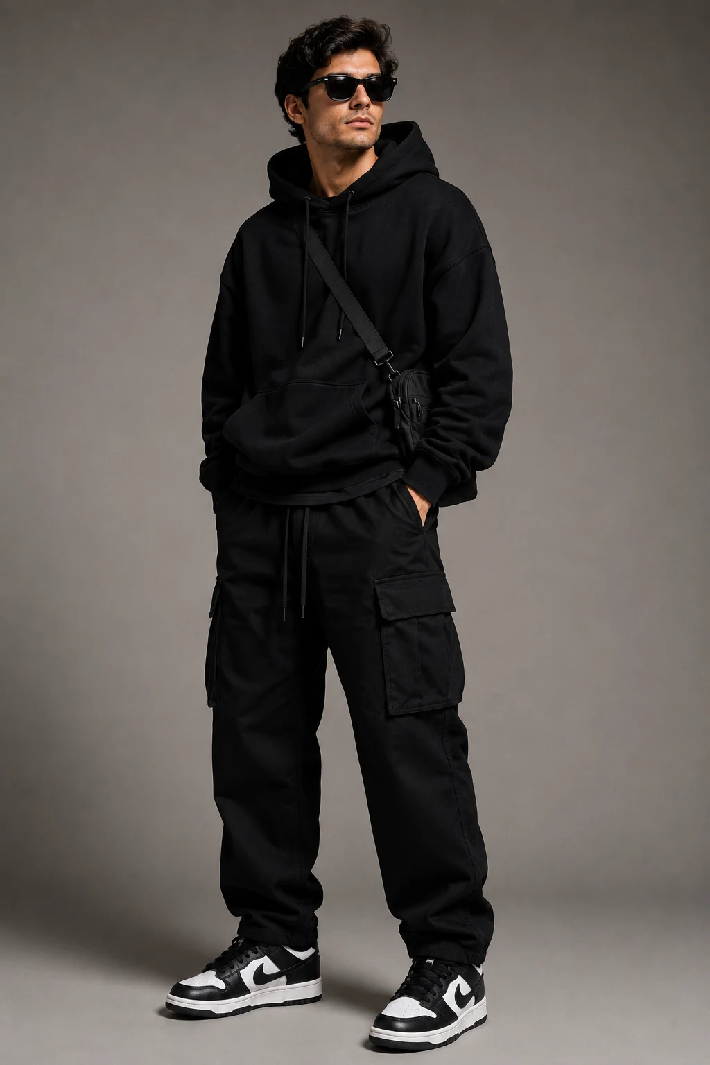 The Streetwear King in Head-to-Toe Black — men in black outfit style outfit, worn by a stylish man