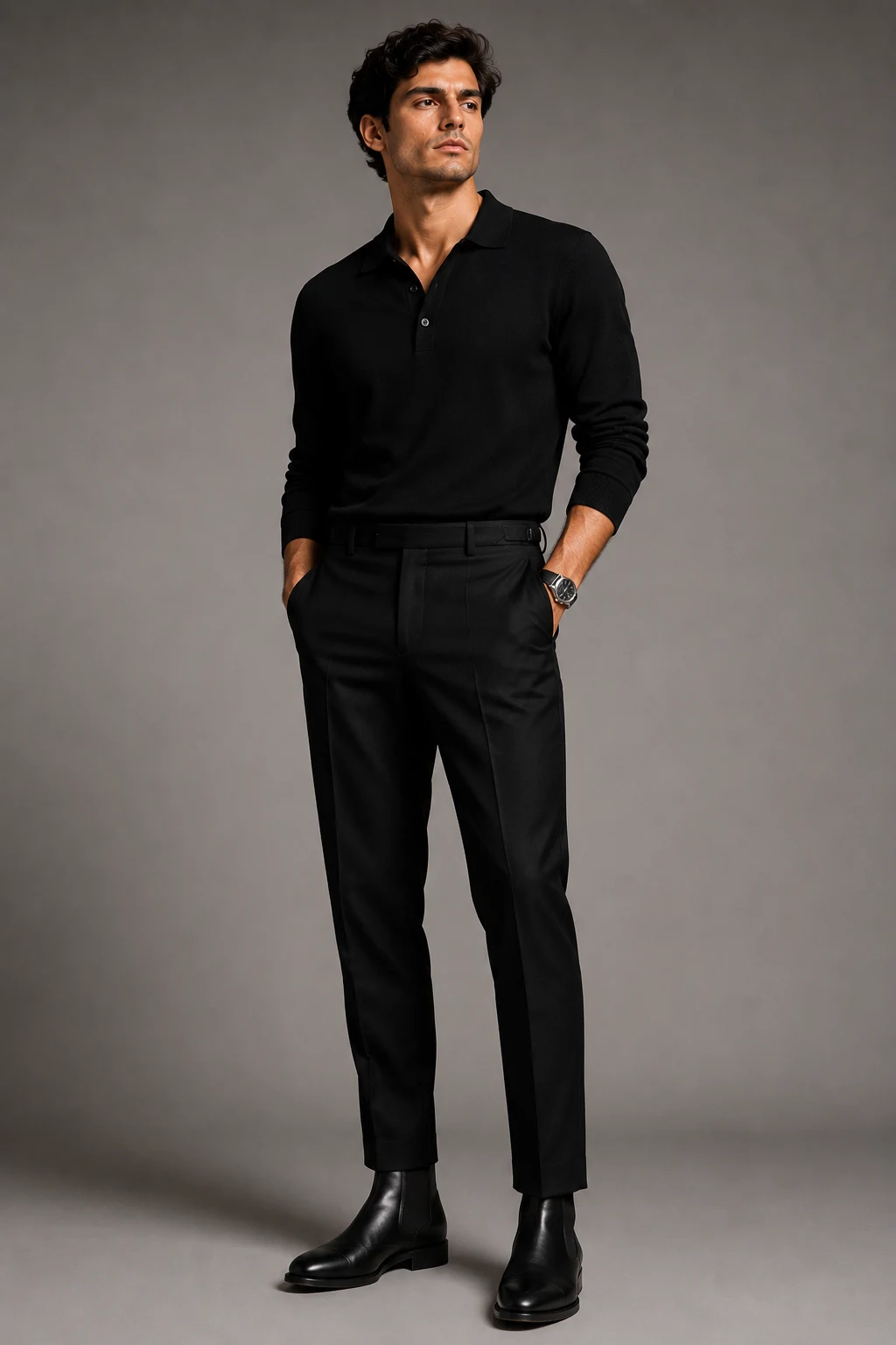 The Luxe Knit Date Night Combo — men in black outfit style outfit, worn by a stylish man