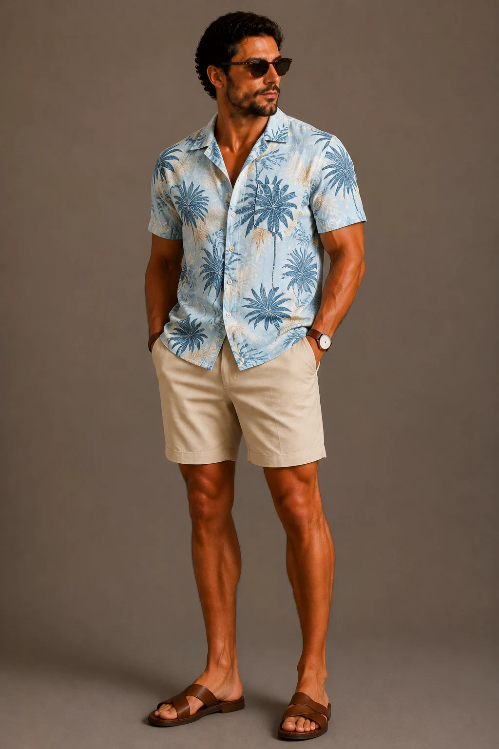 The Tropical Camp Collar Favorite — men summer outfits beach style outfit, worn by a stylish man