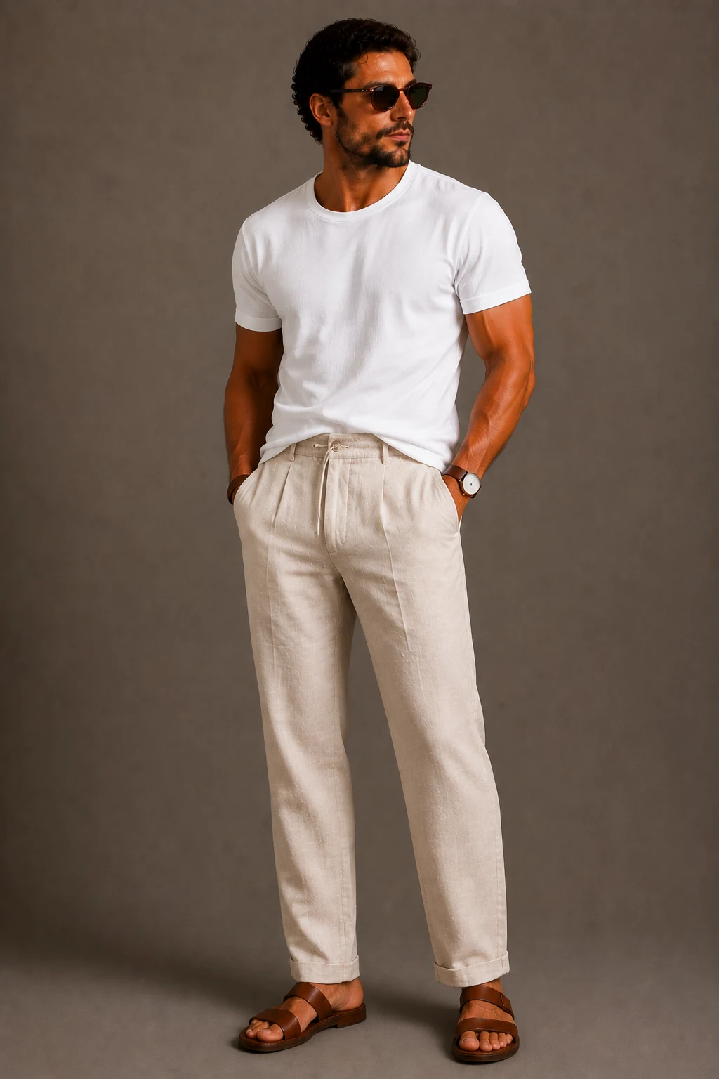 The White Tee and Linen Trouser Move — men summer outfits beach style outfit, worn by a stylish man