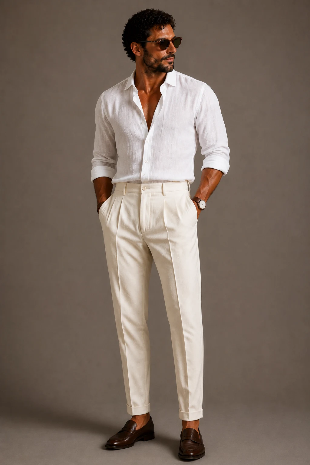 The Linen Shirt and Pleated Trouser Power Move — men summer outfits classy style outfit, worn by a stylish man