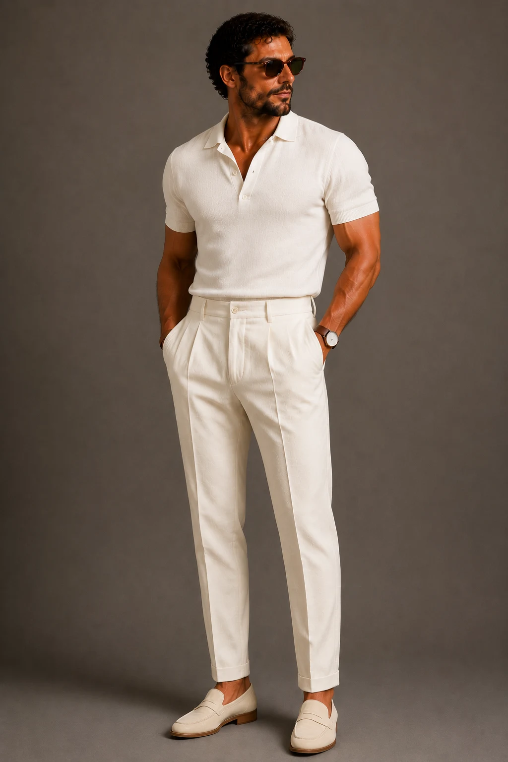 The Monochrome Cream Masterpiece — men summer outfits classy style outfit, worn by a stylish man