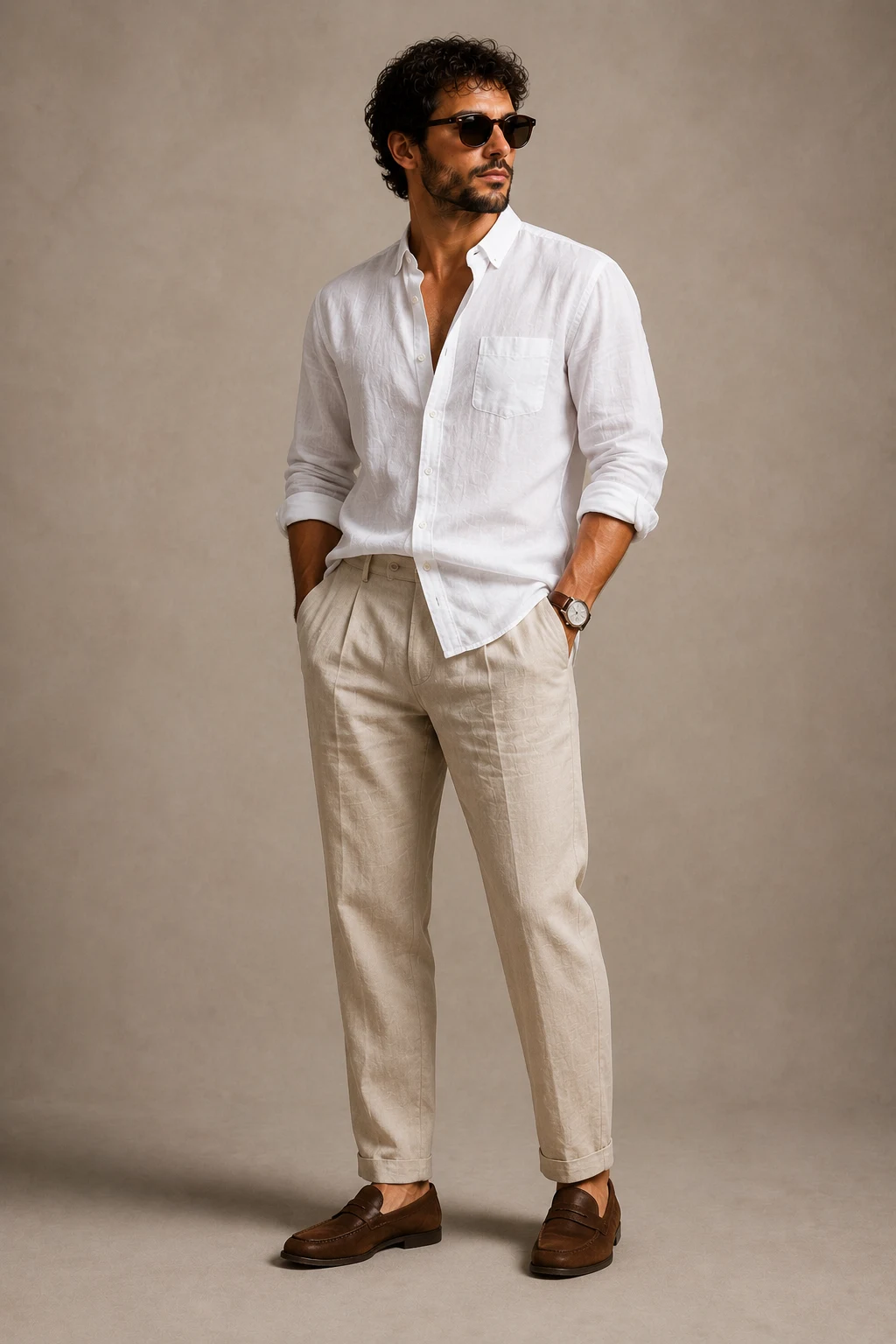 INTRO — men summer outfits linen style outfit, worn by a stylish man