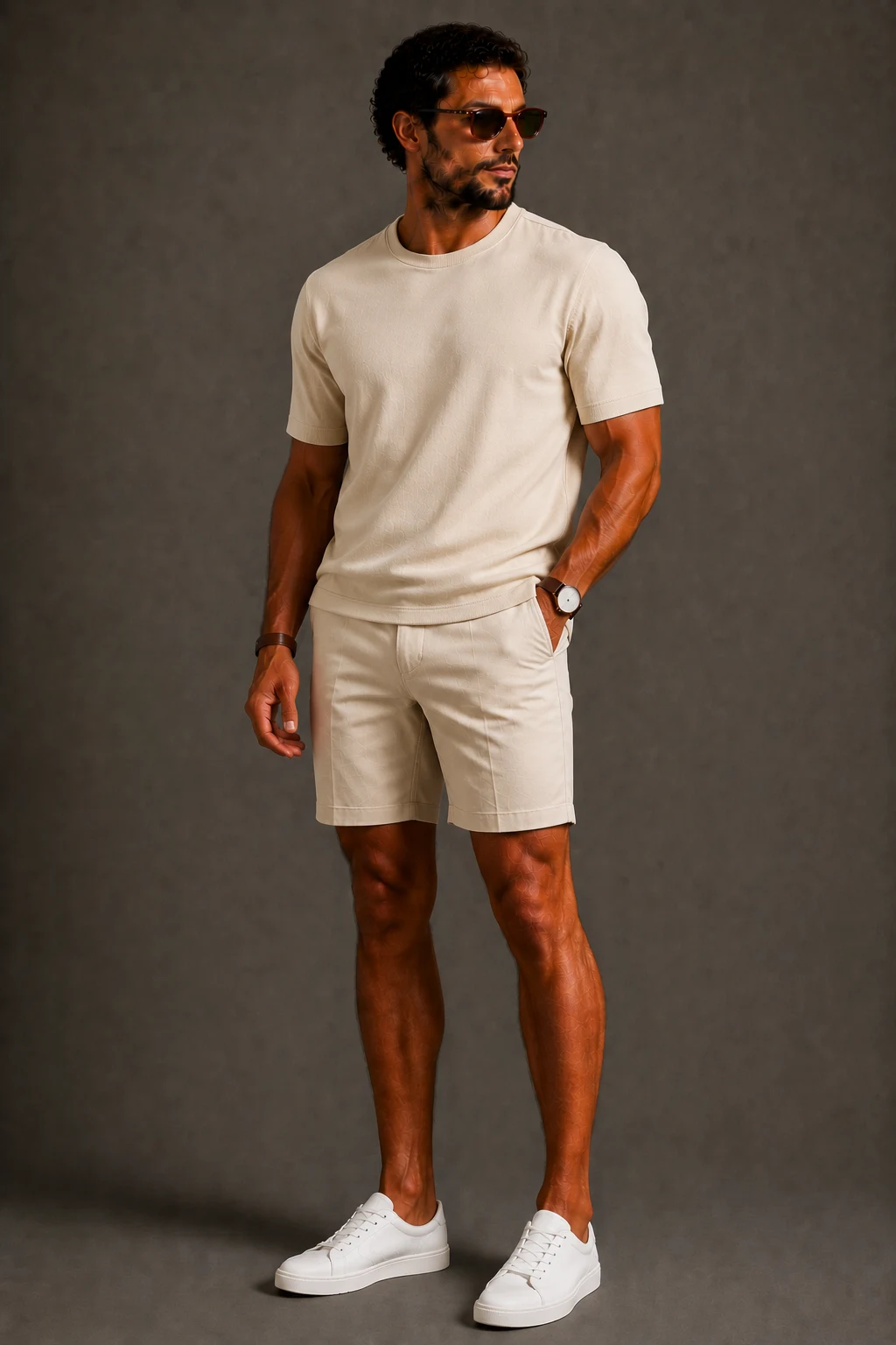 The Monochrome Summer Statement — men summer outfits shorts style outfit, worn by a stylish man