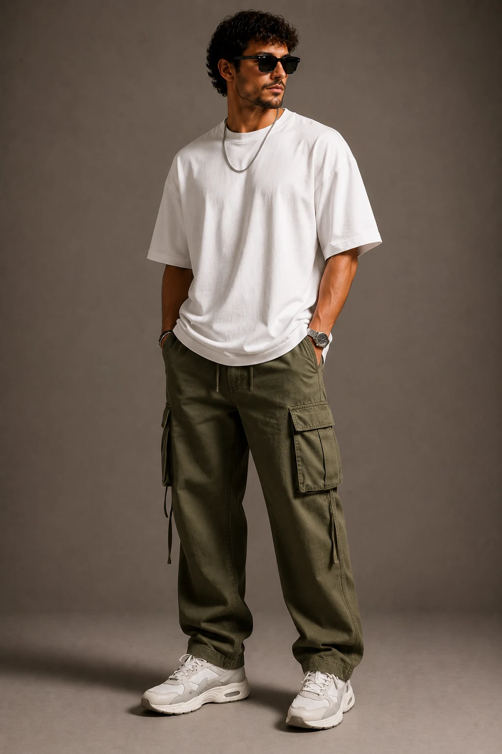 The Oversized Tee and Cargo Pant Champion — men summer outfits streetwear style outfit, worn by a stylish man
