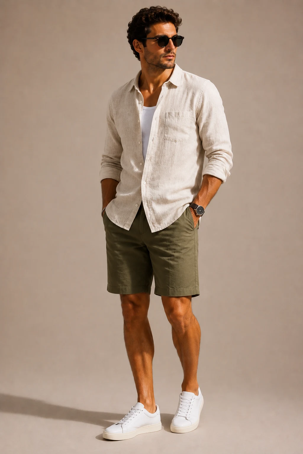 The Linen Shirt Weekend Upgrade — mens summer outfits casual style outfit, worn by a stylish man
