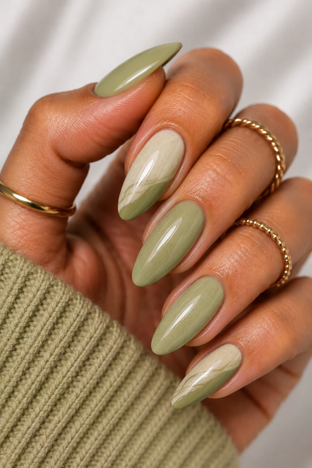 Matcha Latte Dreams — nail ideas green style outfit, worn by a stylish woman