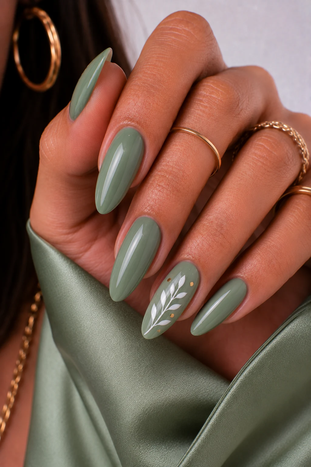 Introduction — nail ideas sage green style outfit, worn by a stylish woman