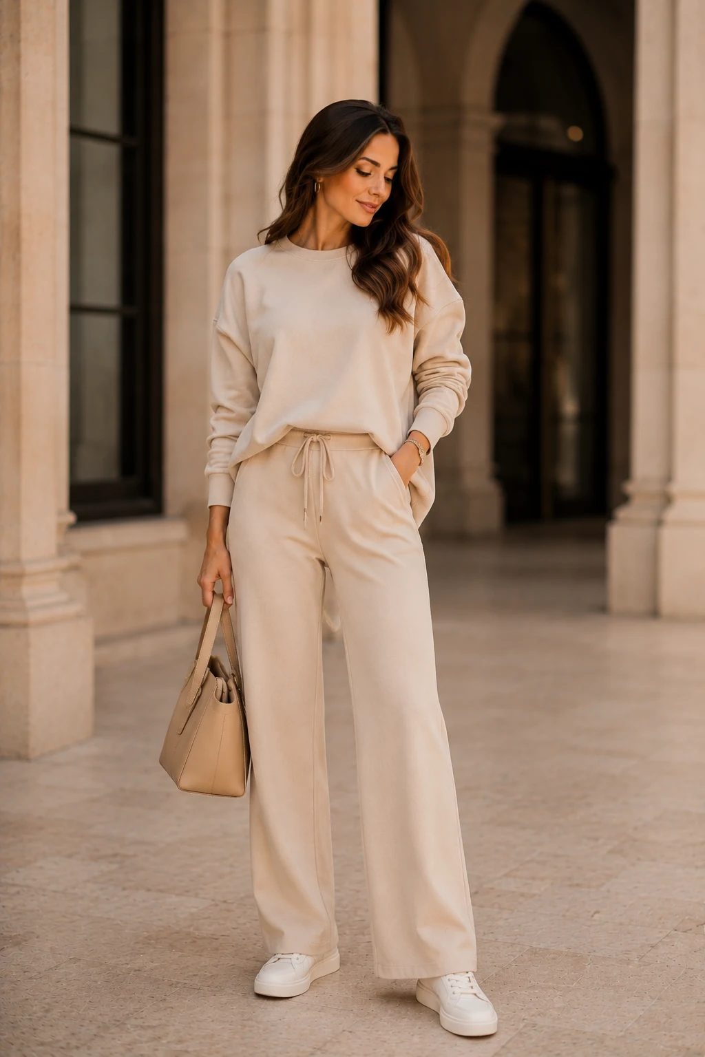 The Monochrome Lounge Set That Feels Surprisingly Fashion-Forward — outfit long sleeve style outfit, worn by a stylish woman