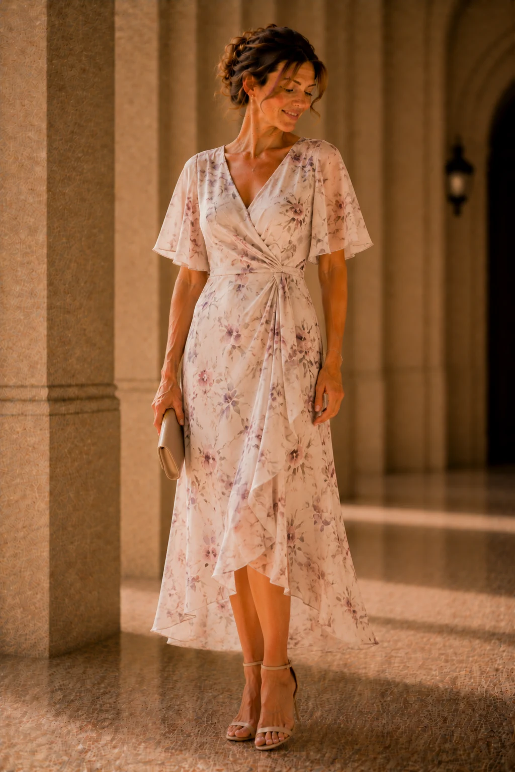 The Soft Floral Dress for Romantic Celebrations — outfit mother of bride style outfit, worn by a stylish woman