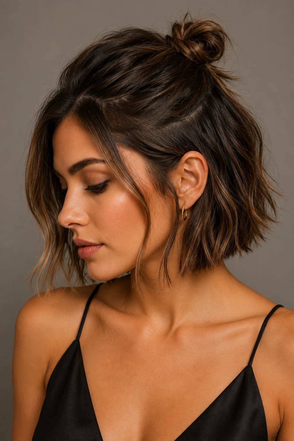 Half-Up Mini Knot — peinados para cabello corto style outfit