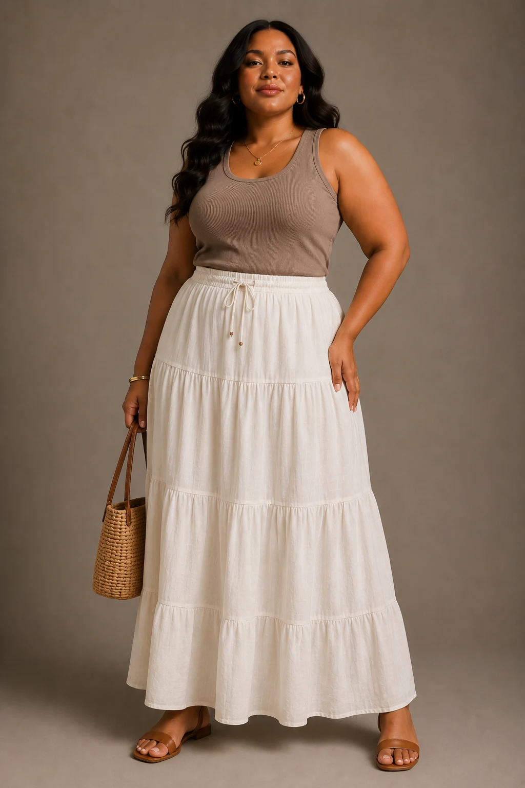 The Tiered Maxi Skirt and Fitted Tank Combo — plus size summer outfits style outfit