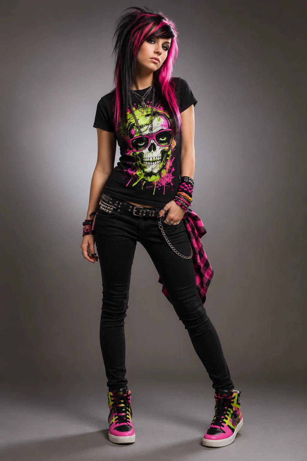 The Neon Graphic Tee and Skinny Jeans Throwback — scene outfits style outfit