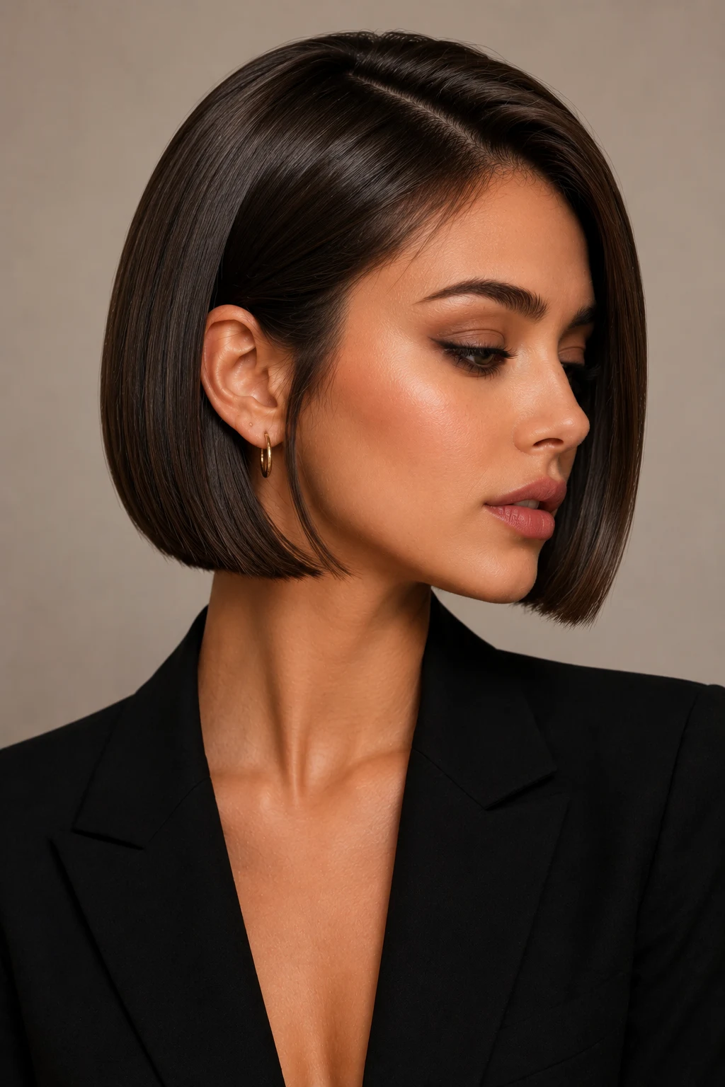 Sleek Chin-Length Glass Bob — Short hairstyles style outfit