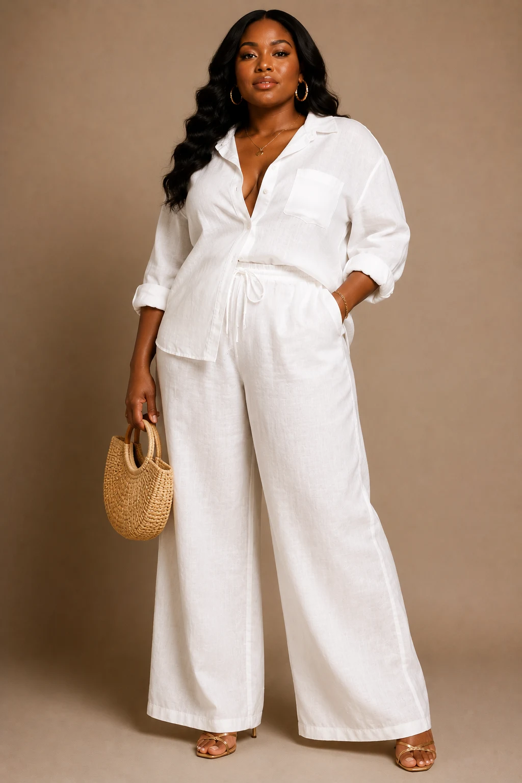 The All-White Luxe Linen Set — summer birthday outfits for chubby girl style outfit