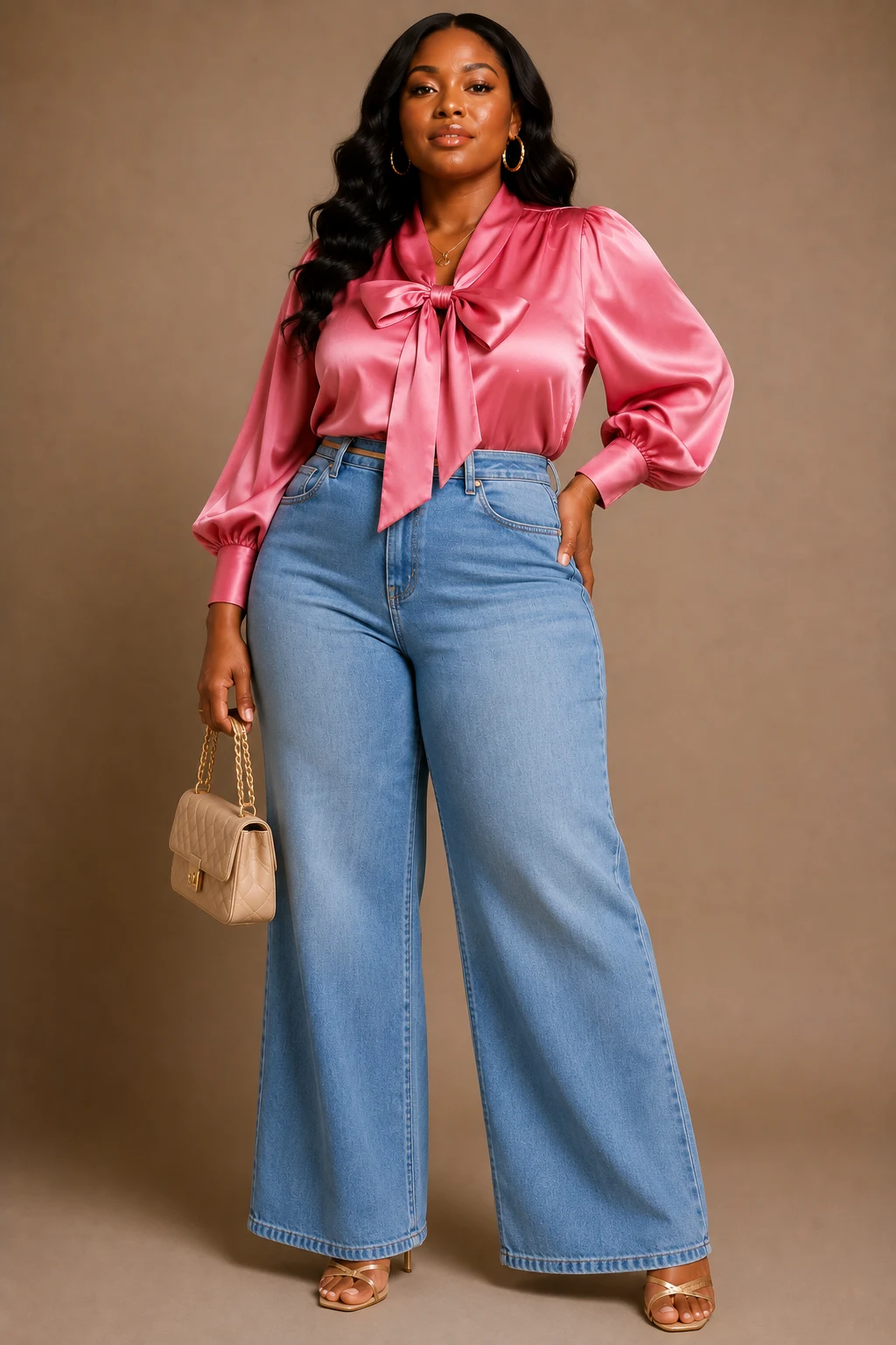 The Denim and Statement Blouse Combo — summer birthday outfits for chubby girl style outfit