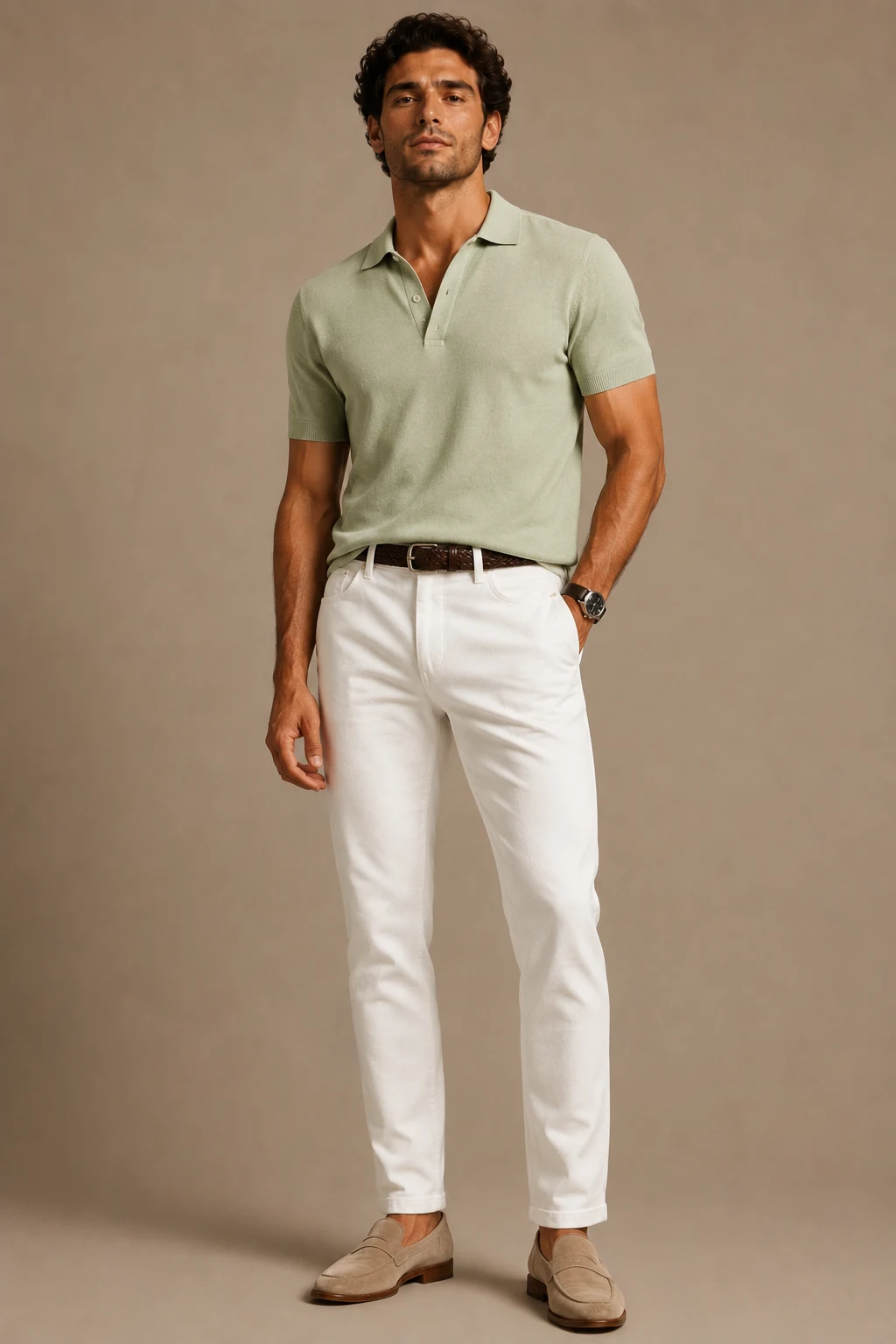 The Pastel Polo and White Jeans Combo — summer birthday outfits men style outfit, worn by a stylish man