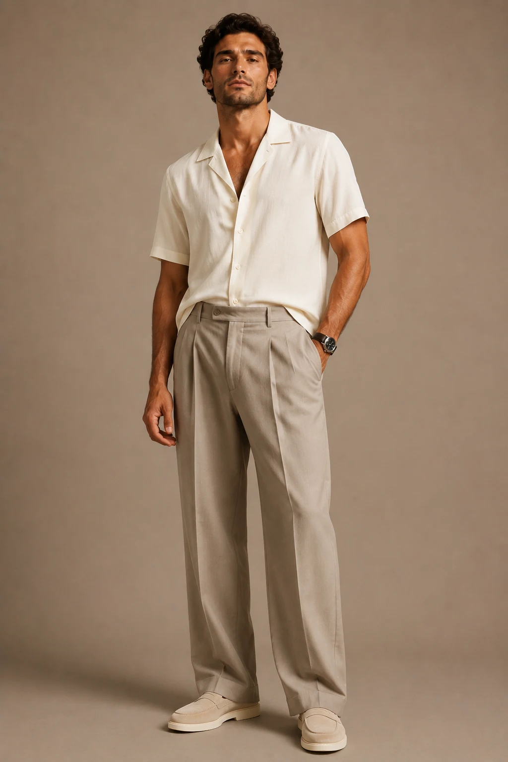 The Relaxed Camp Collar Power Play — summer birthday outfits men style outfit, worn by a stylish man