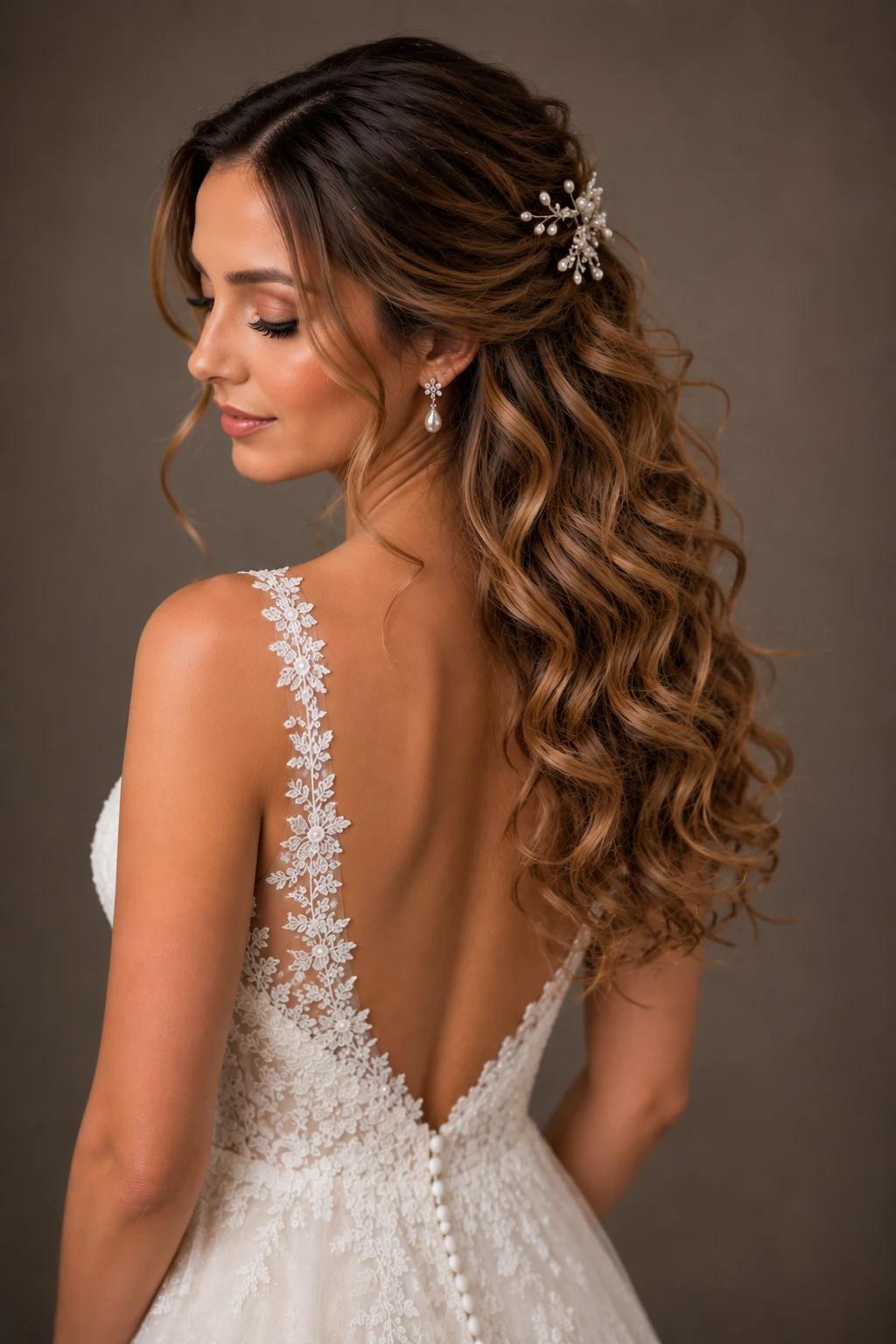 Soft Romantic Curls — wedding hairstyles down style outfit, worn by a stylish woman