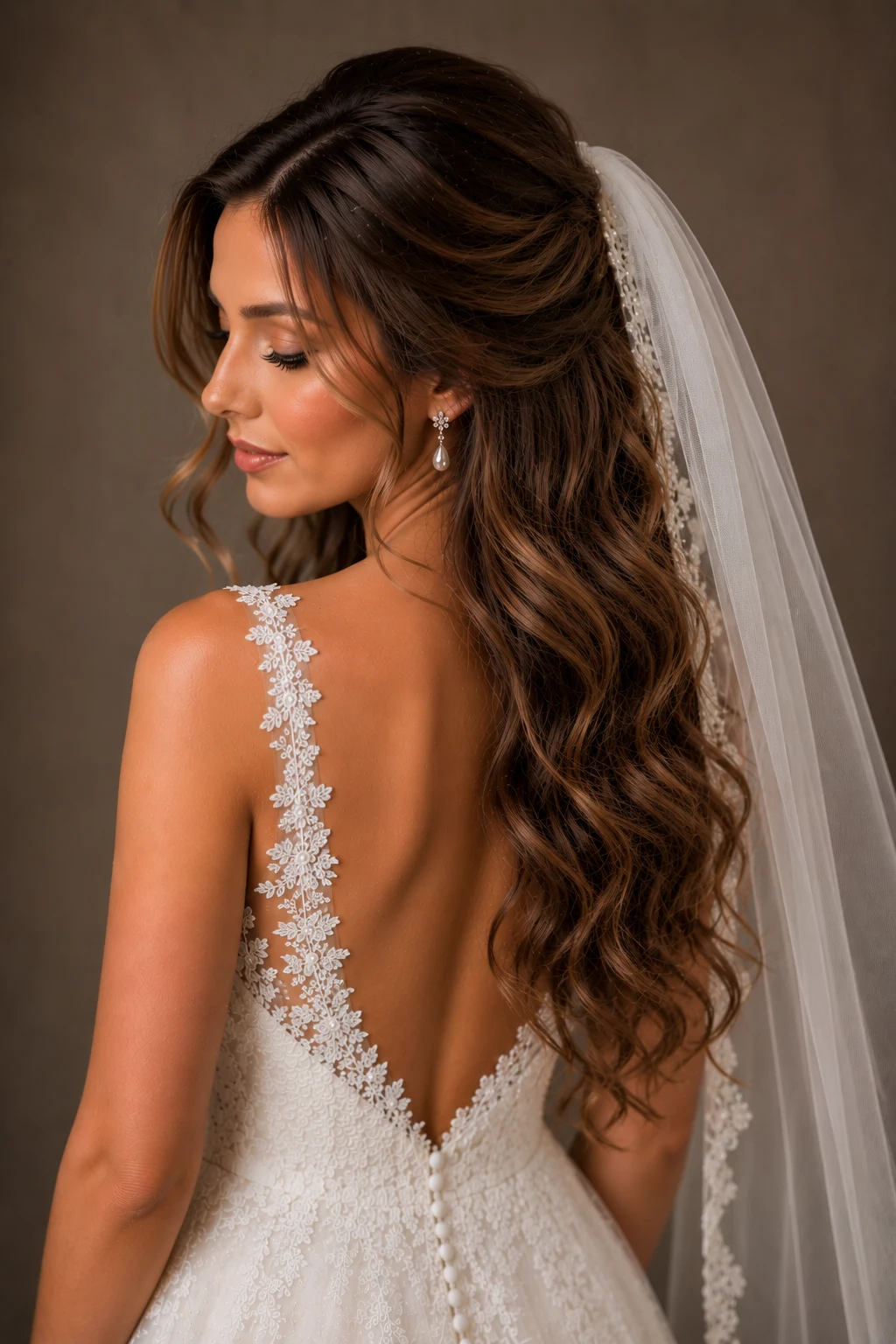 Voluminous Wedding Hairstyles Down With Veil — wedding hairstyles down style outfit, worn by a stylish woman