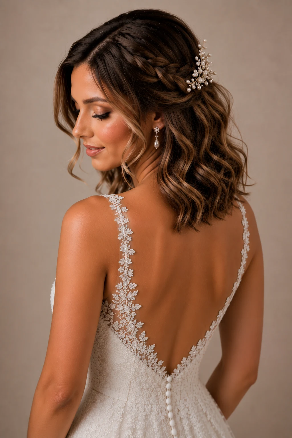 Outfit 6 — wedding hairstyles for medium hair style outfit, worn by a stylish woman