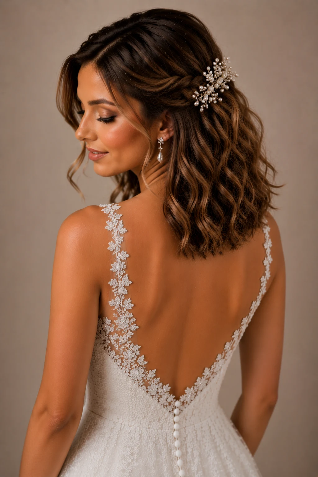 Outfit 7 — wedding hairstyles for medium hair style outfit, worn by a stylish woman