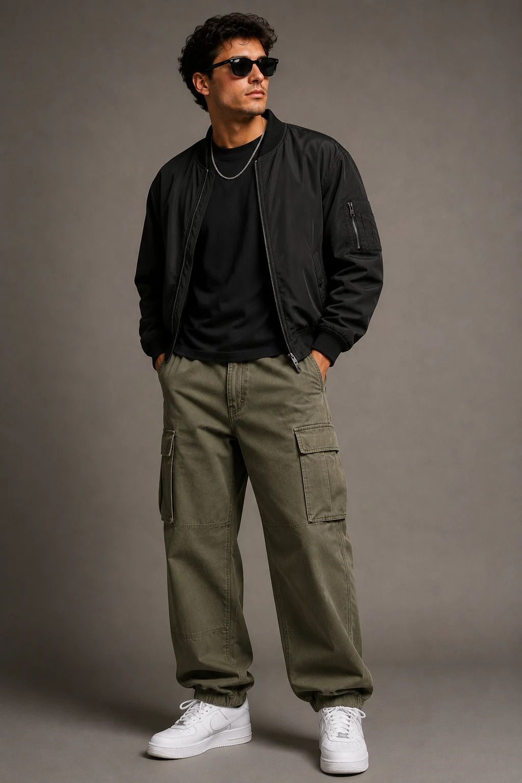 The Neutral Cargo Streetwear Fit — 90s outfit men style outfit, worn by a stylish man