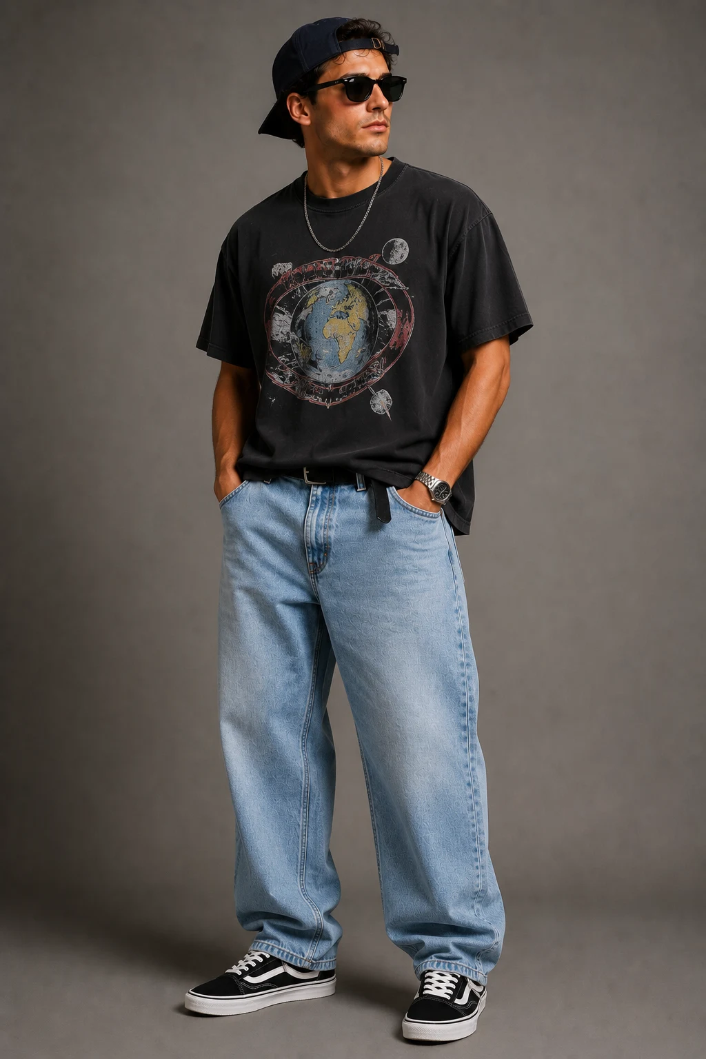 The Graphic Tee Weekend Hero — 90s outfit men style outfit, worn by a stylish man