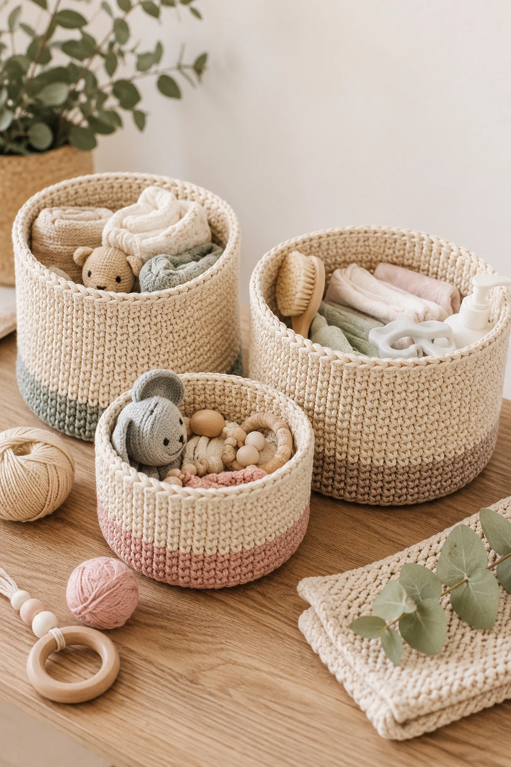 Nursery Storage Baskets with Crochet Style — baby crochet ideas style outfit