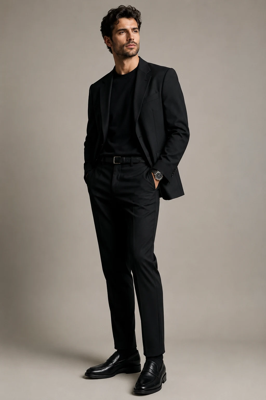 The Sharp Relaxed Blazer That Always Lands — black outfit men style outfit, worn by a stylish man