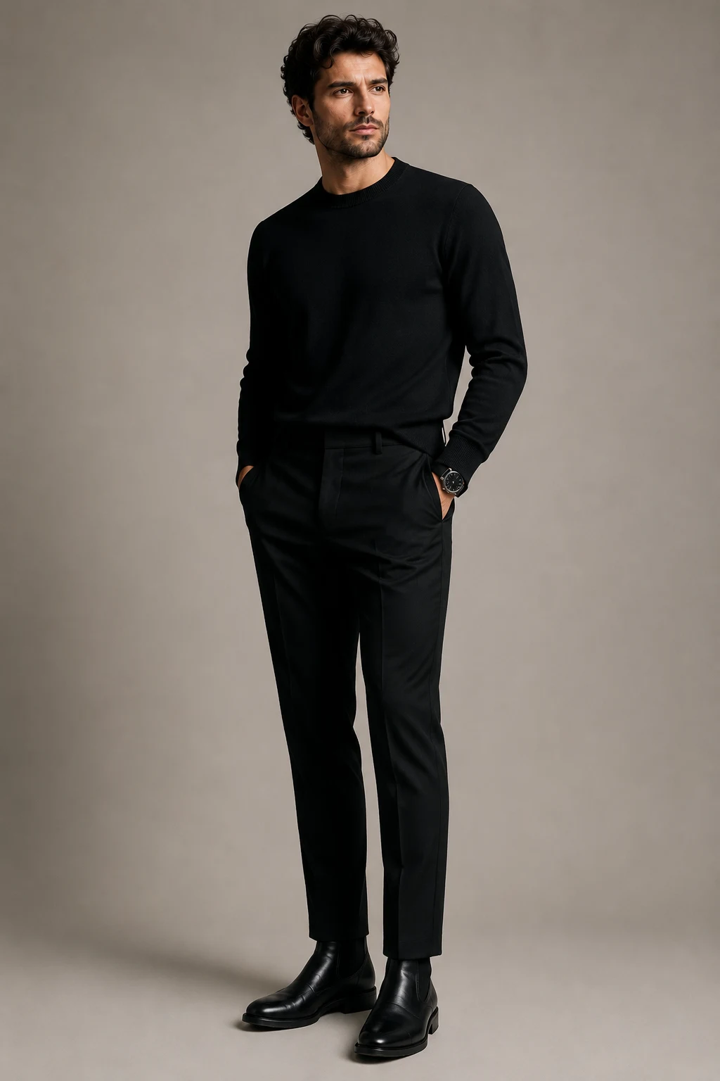The Minimalist Knit Combo You'll Wear Constantly — black outfit men style outfit, worn by a stylish man
