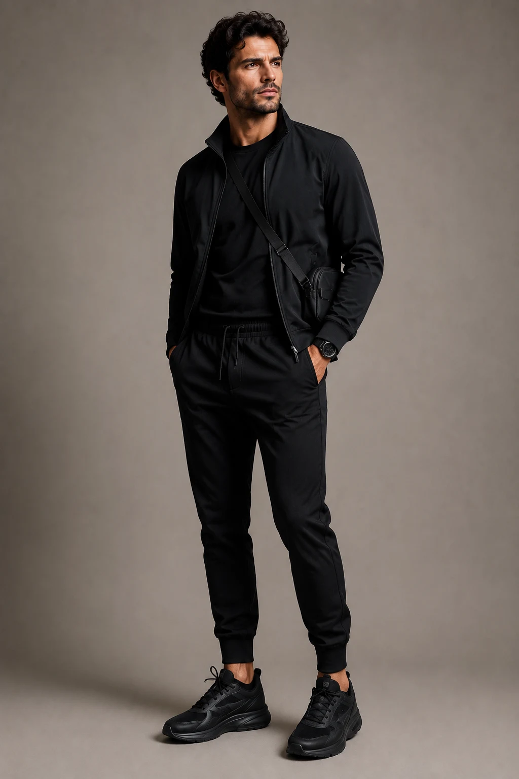 The Luxe Athleisure Flex — black outfit men style outfit, worn by a stylish man